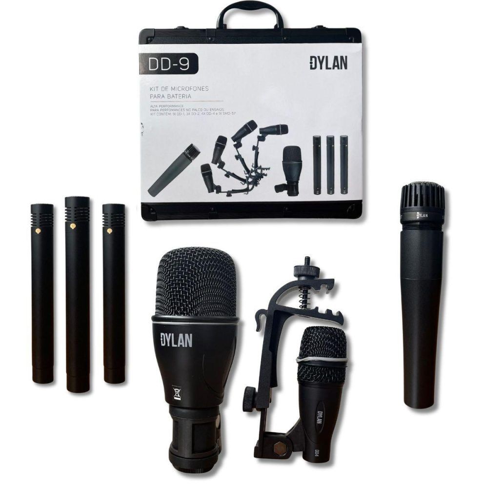 Kit Microfone Bateria Dylan DD-9 Com Case