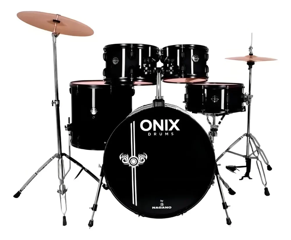 Bateria Acústica Nagano Onix Smart 22" ABK + Banco e Pratos