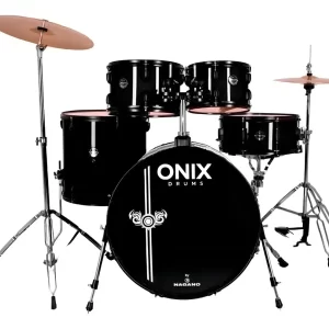 Bateria Acústica Nagano Onix Smart 22" ABK + Banco e Pratos