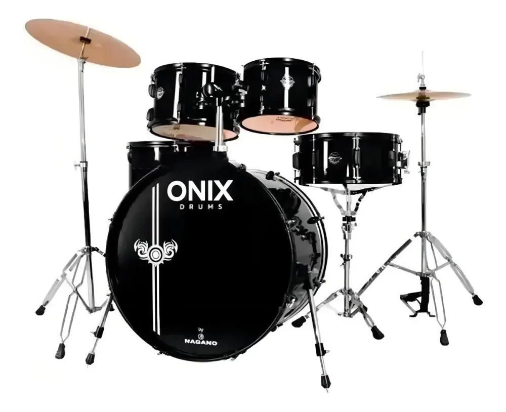 Bateria Acústica Nagano Onix Smart 22" ABK + Banco e Pratos - Imagem 2