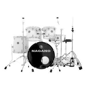 Bateria Acústica Nagano Gar Rock 22 MWT Modern White + Banco