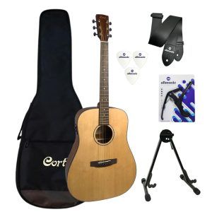 Kit Violao Eletrico Cort Earth 60FOP Capa/Suporte/Acessórios
