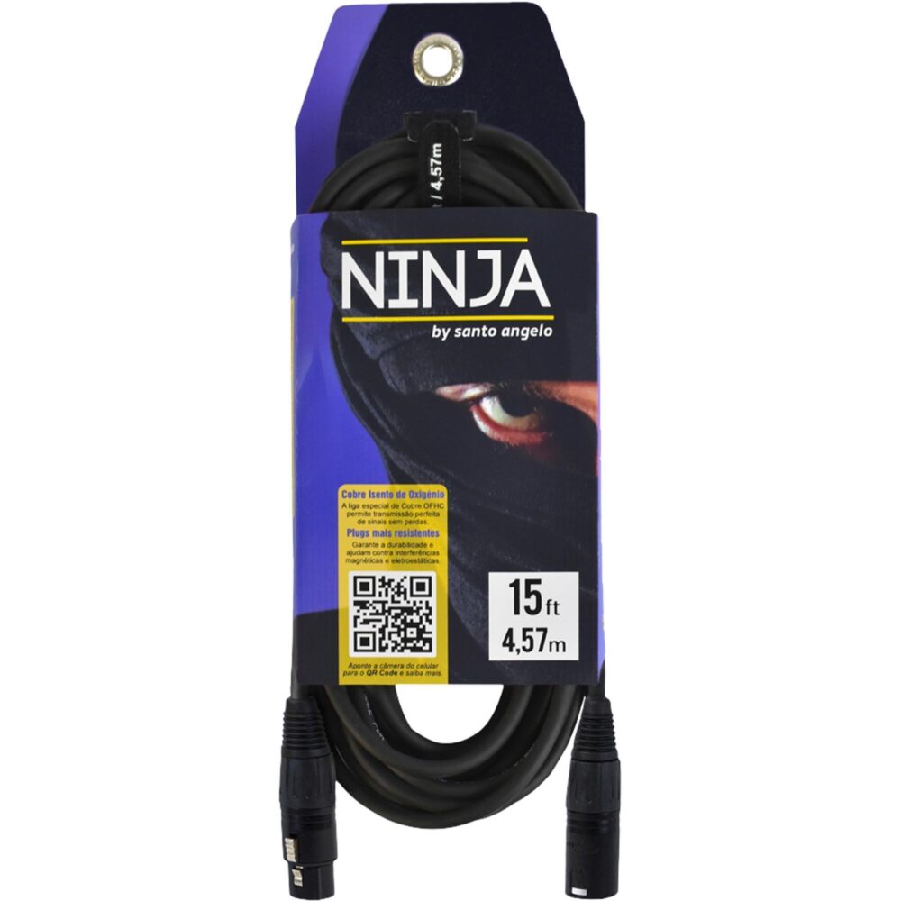 Cabo XLR Macho x XLR Fêmea 4,57m Ninja LW B Santo Angelo