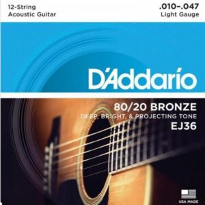 Encordoamento Violão Aço 10-47 D'Addario 80/20 Bronze EJ36