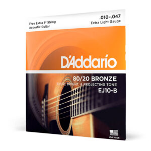Encordoamento Violão Aço 10-47 D’Addario 80/20 Bronze EJ10