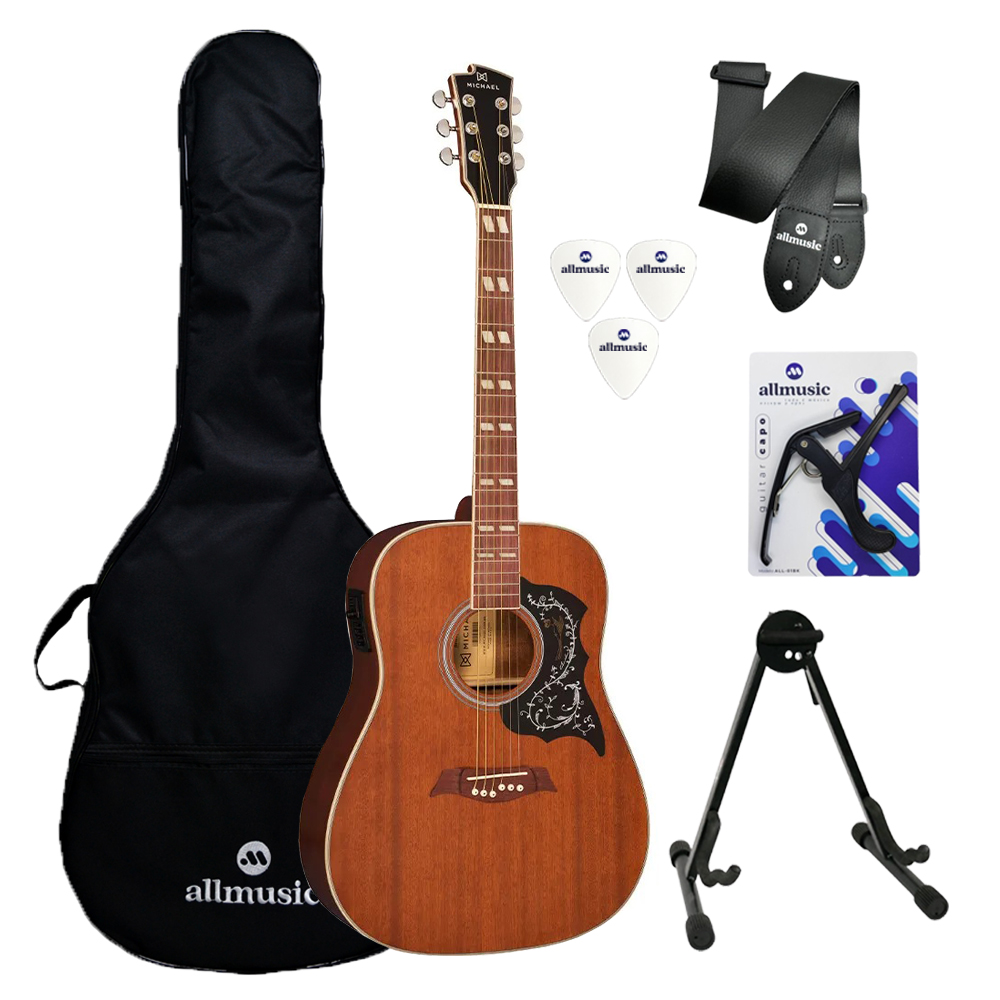 Kit Violão Michael Folk VM925DT MH Capa/Suporte/Acessórios