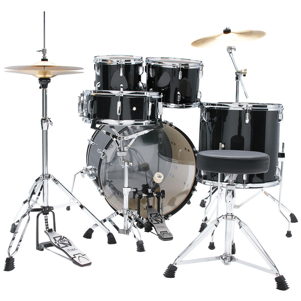 Bateria 5 Tambores, Com Banco, Ferragens E Pratos (Preta Sparkle) Tama Stagestar ST52H5C-BNS - Imagem 3