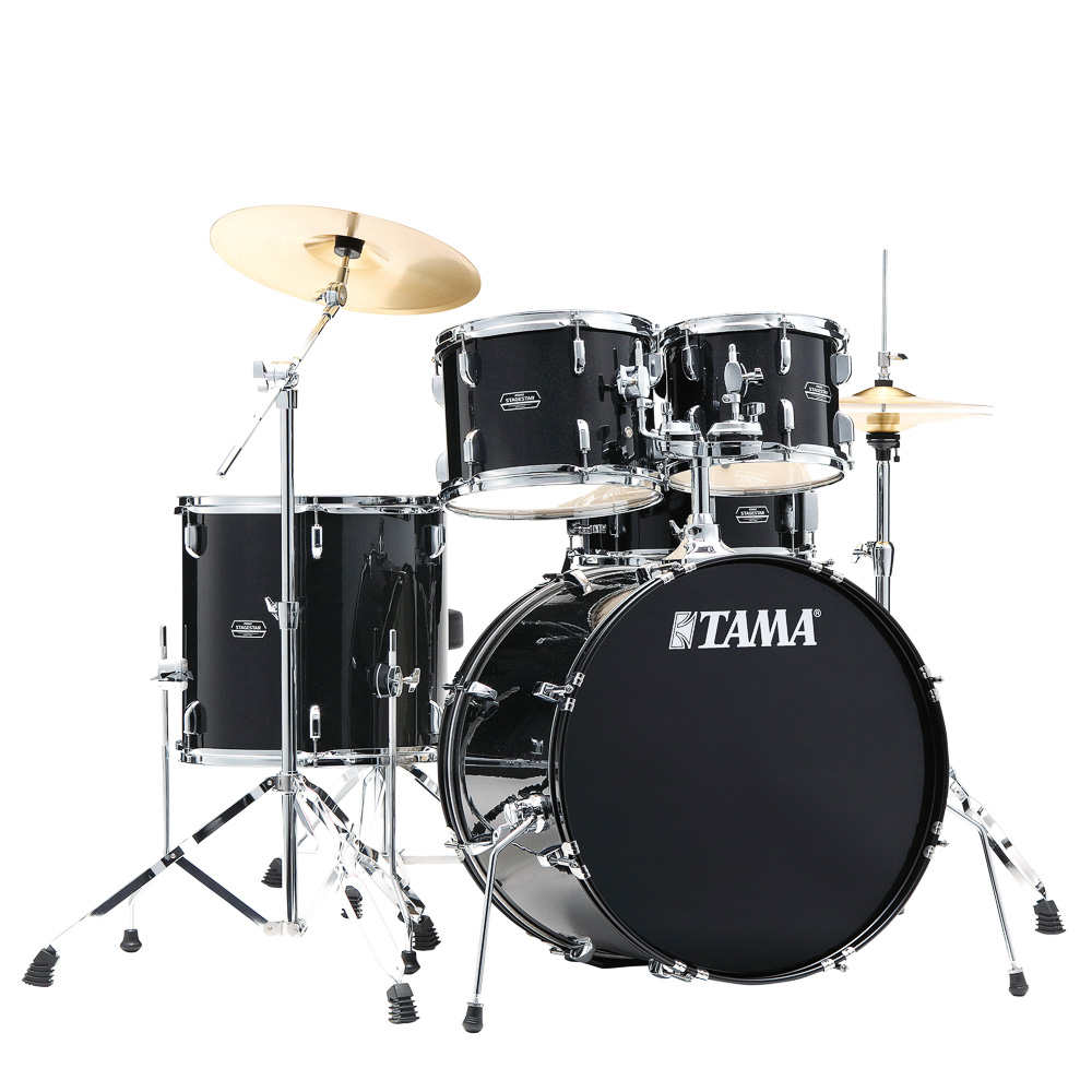 Bateria 5 Tambores, Com Banco, Ferragens E Pratos (Preta Sparkle) Tama Stagestar ST52H5C-BNS
