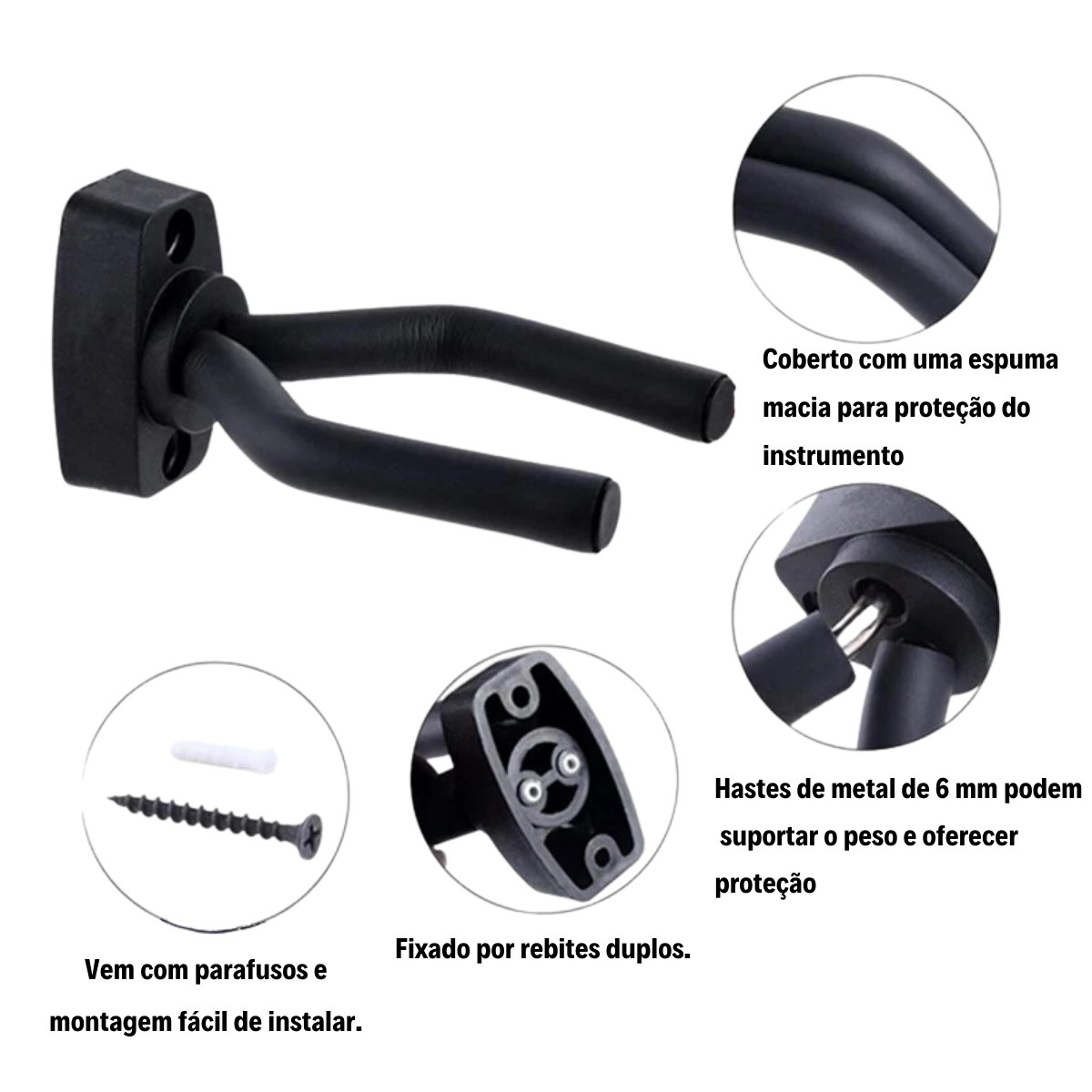 Suporte Parede Violão Guitarra Baixo Violino Cavaco Allmusic - Imagem 3