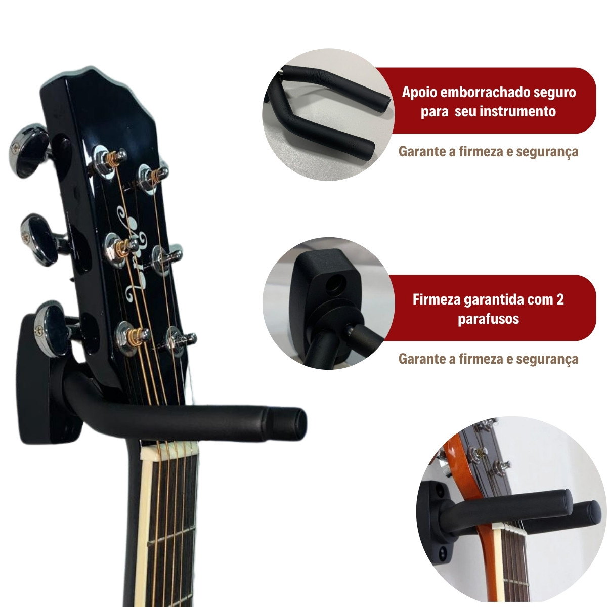 Suporte Parede Violão Guitarra Baixo Violino Cavaco Allmusic - Imagem 5