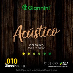 Encordoamento Violão Aço .010 Giannini GESWAM Acús Bz 65/35