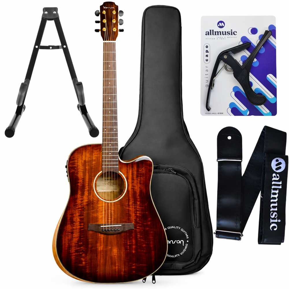 Kit Violão Benson EXD900CE Exodus Aço Fishman Maciço C/Bag