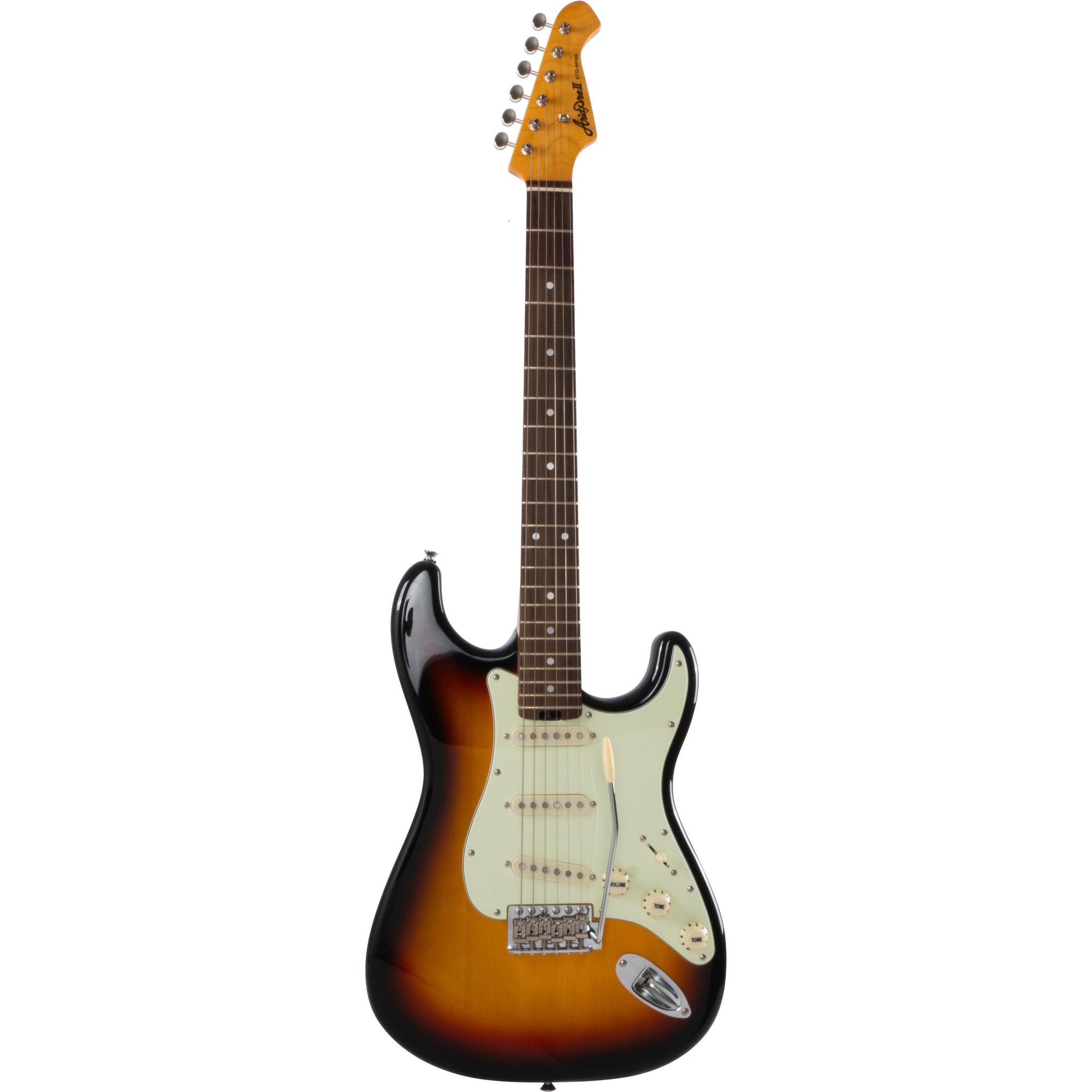 Kit Guitarra Aria Pro II STG-62 3 Tone Sunburst + Acessórios - Imagem 2