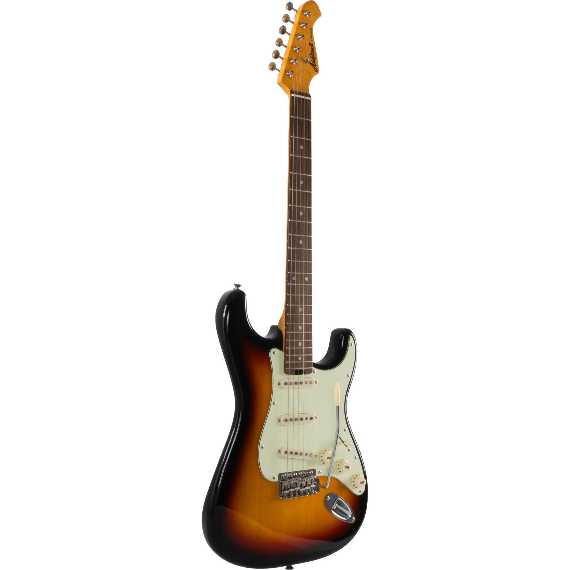 Kit Guitarra Aria Pro II STG-62 3 Tone Sunburst + Acessórios - Imagem 3