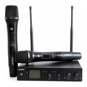 Microfone Sem Fio Duplo Lexsen NXS902C HT2 Dinâmico Com Case