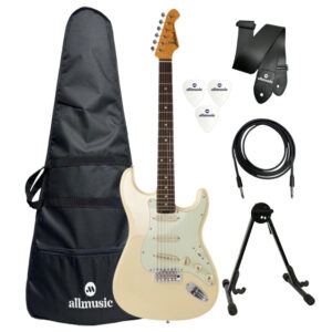 Kit Guitarra Aria Pro II STG-62 Vintage White + Acessórios