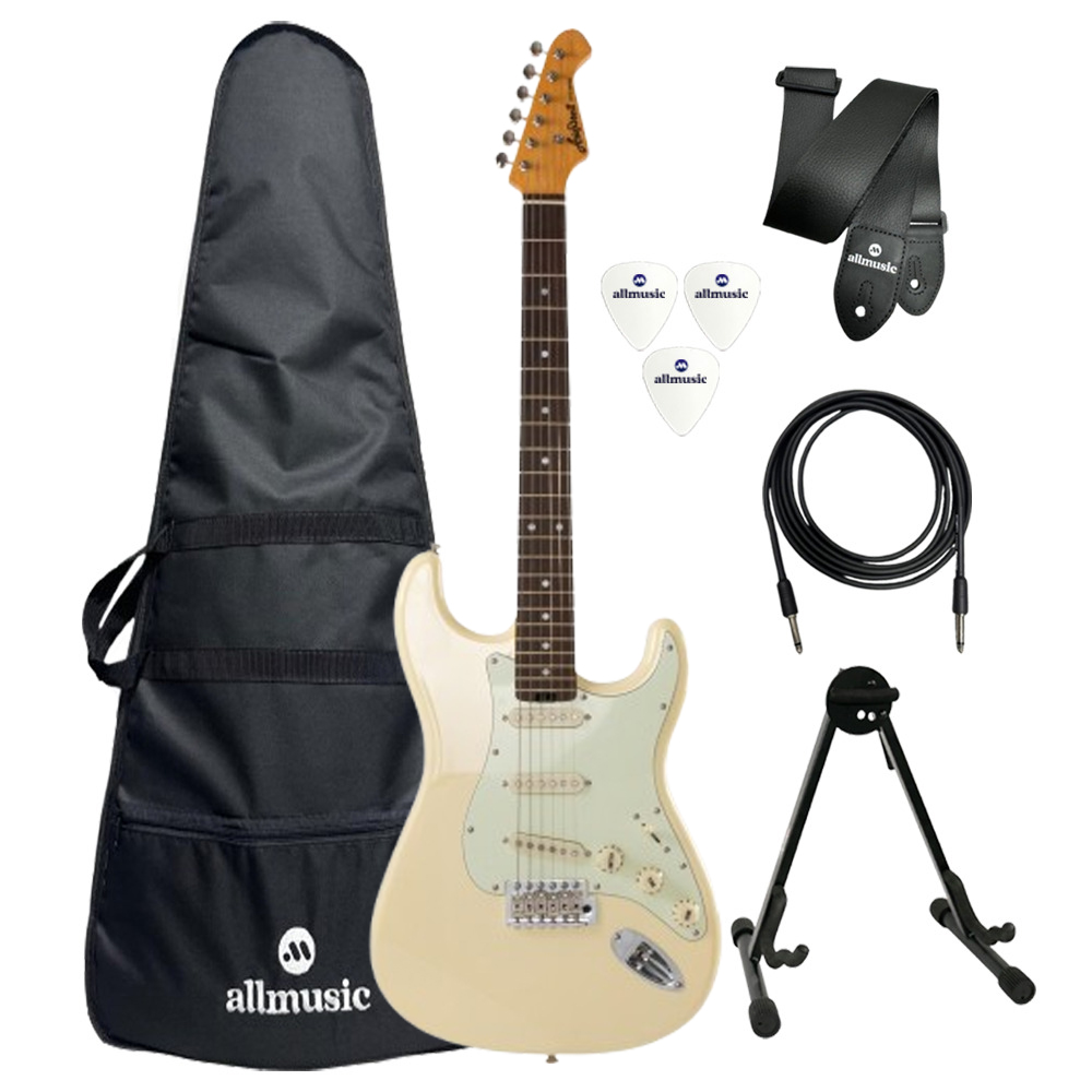 Kit Guitarra Aria Pro II STG-62 Vintage White + Acessórios