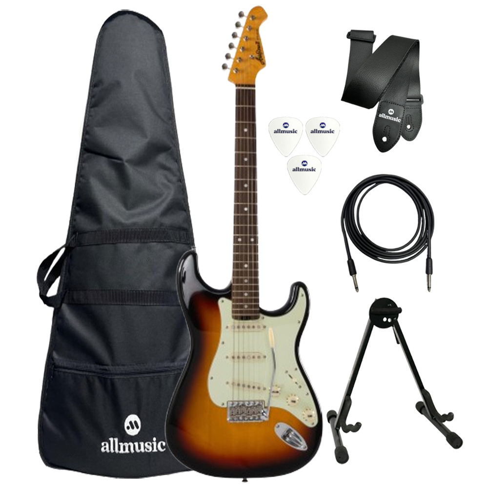 Kit Guitarra Aria Pro II STG-62 3 Tone Sunburst + Acessórios