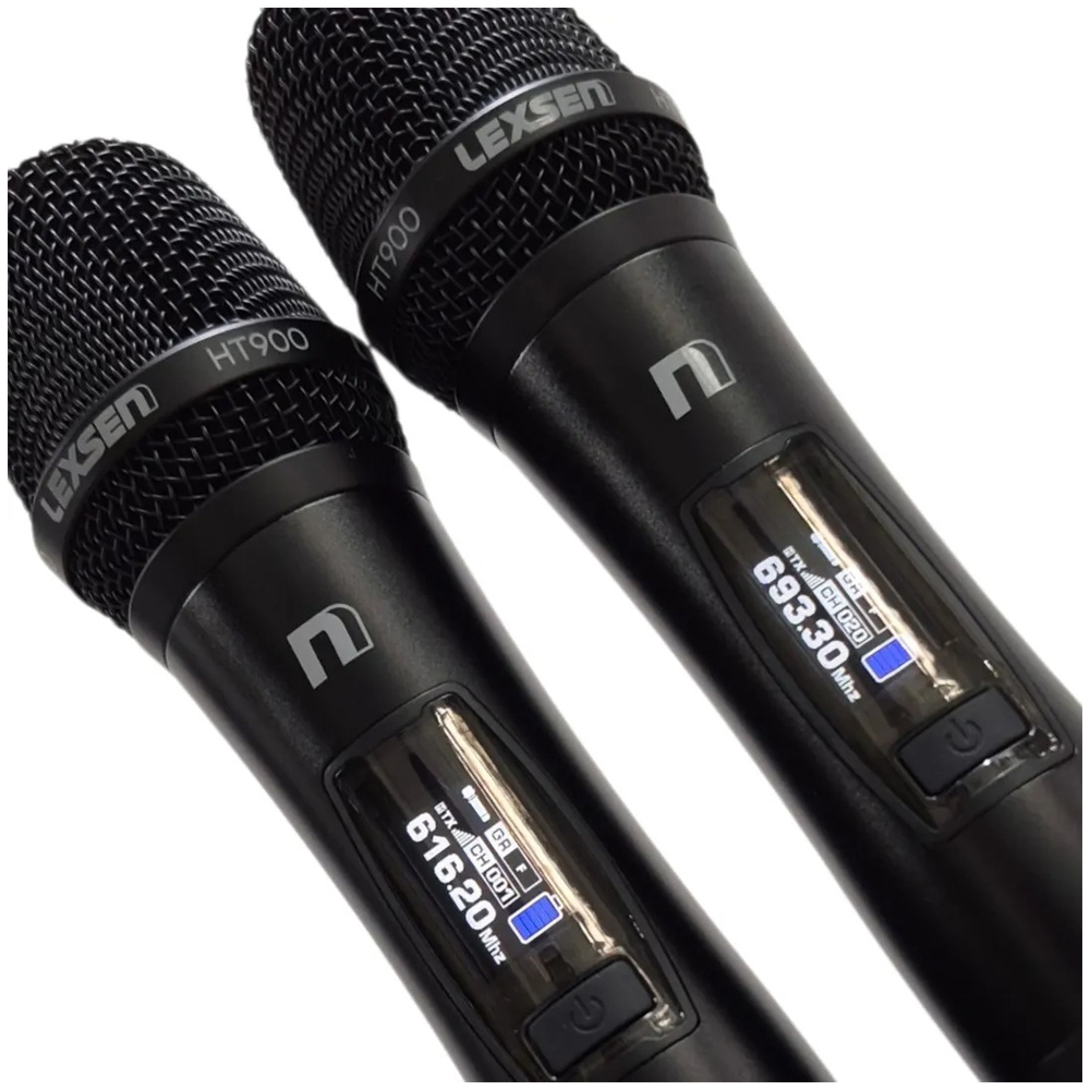 Microfone Sem Fio Duplo Lexsen NXS902HT2 Supercardioíde Preto - Imagem 3