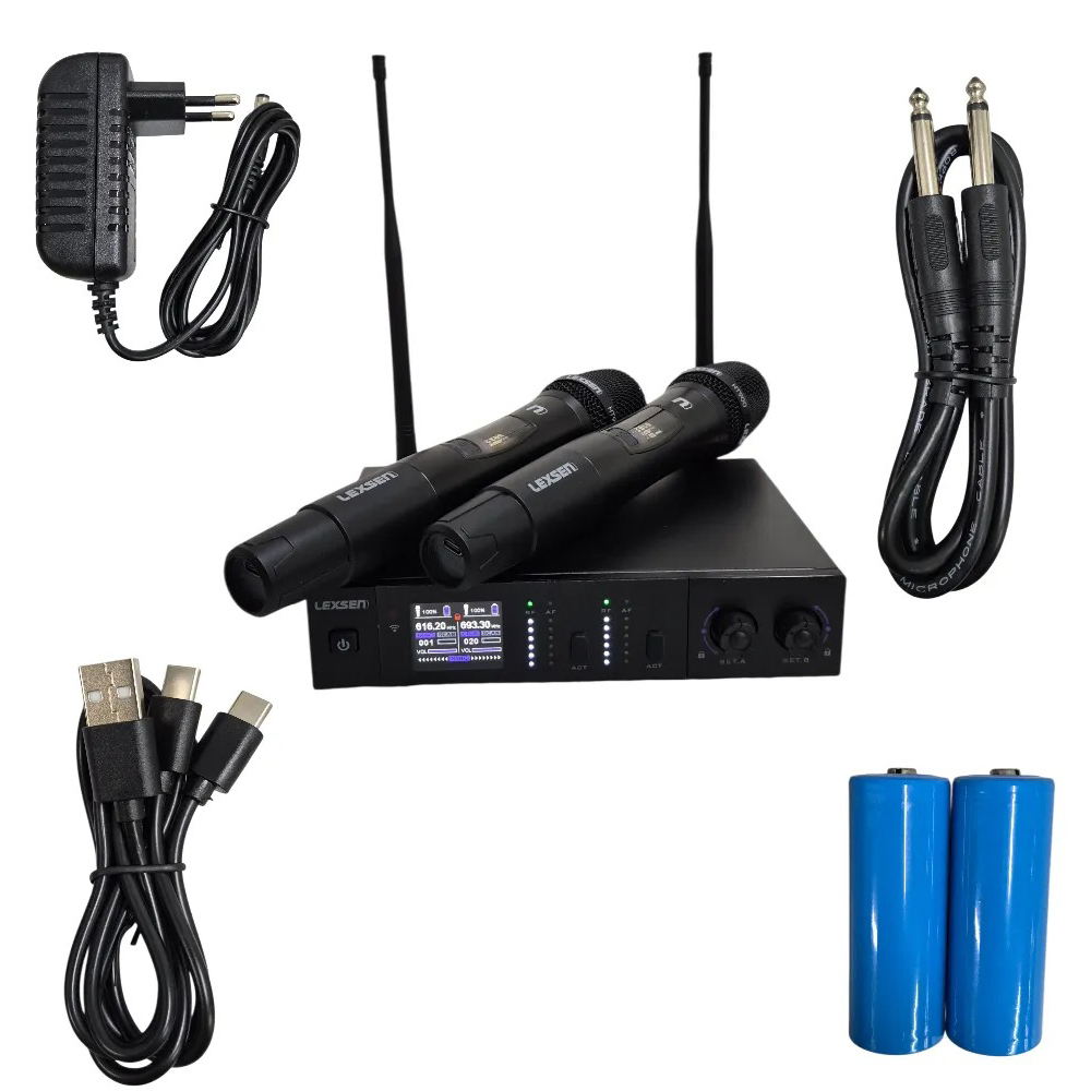 Microfone Sem Fio Duplo Lexsen NXS902HT2 Supercardioíde Preto - Imagem 5