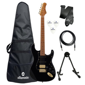 Kit Guitarra Tagima T-640 Super Strato HSS Black +Acessórios